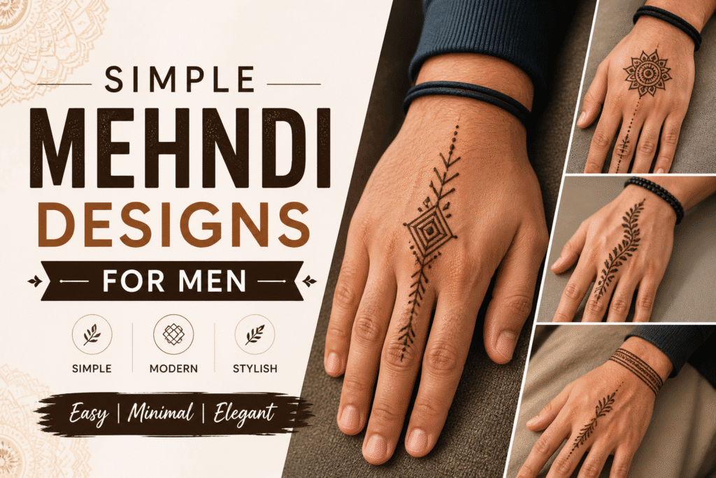 Simple Mehndi Designs for Men featuring modern, minimal and stylish henna patterns on male hands.