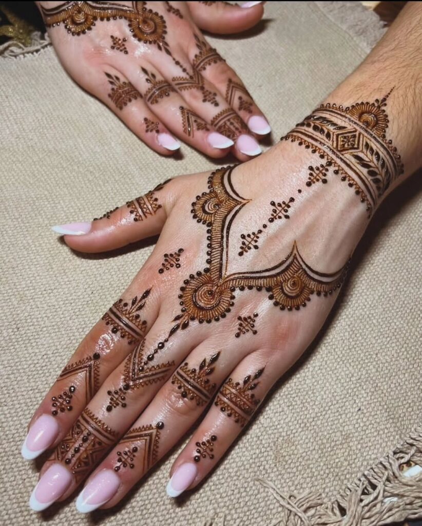 stylish back hand mehndi designs​