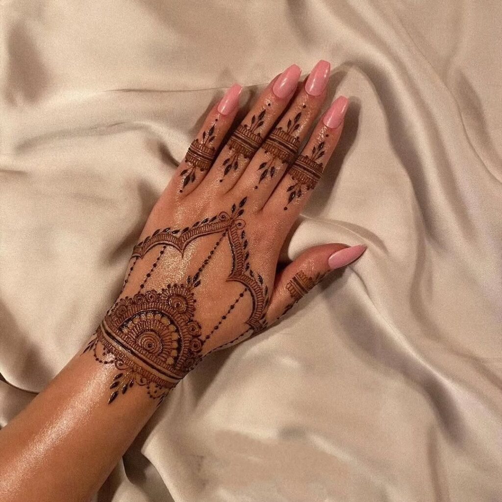 stylish back hand mehndi designs​