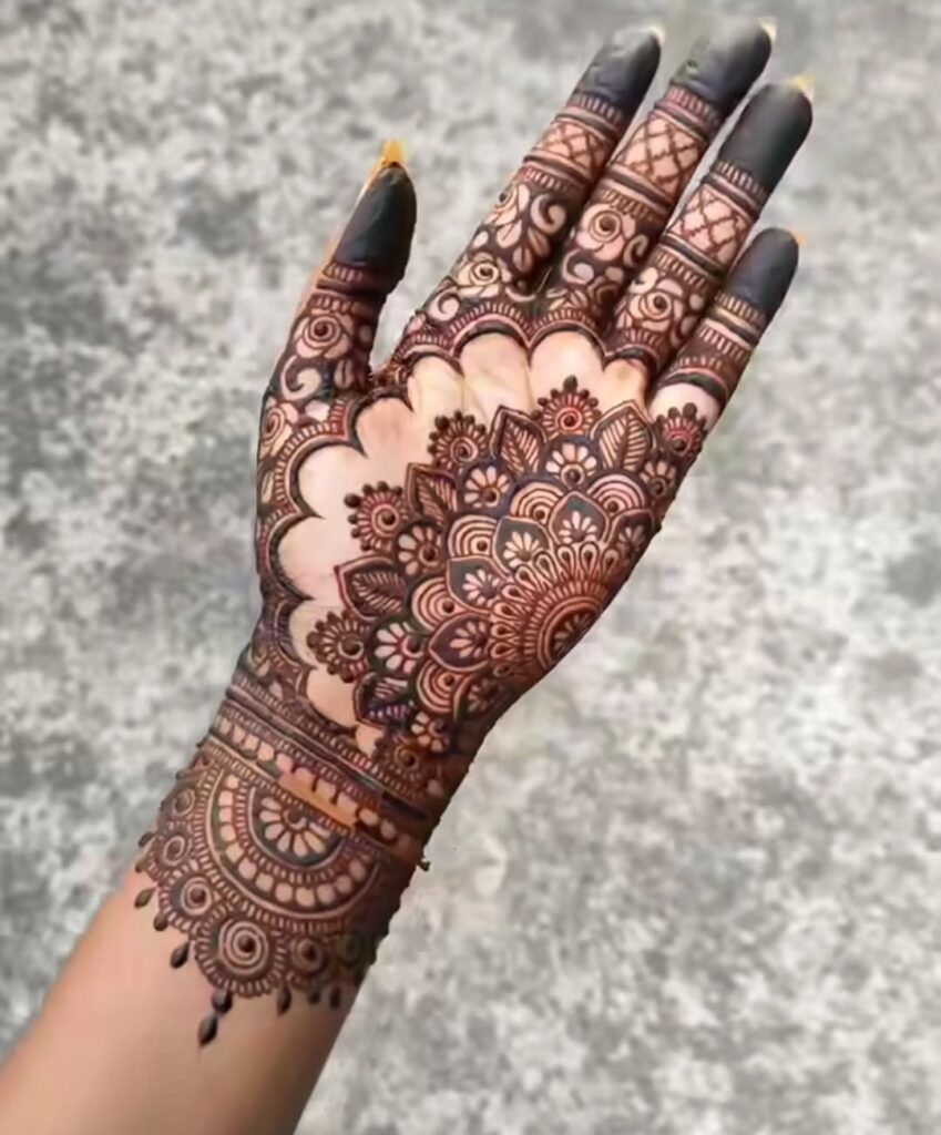 stylish back hand mehndi designs​