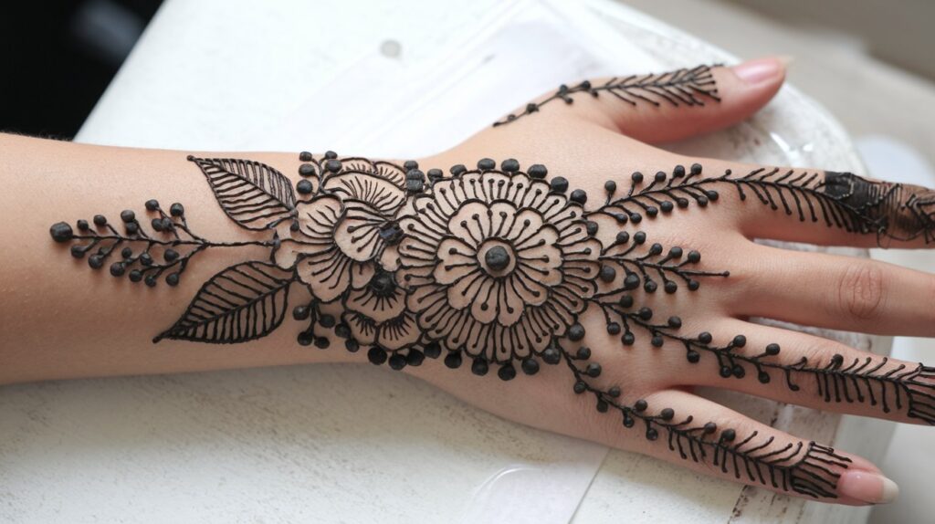 Flower Mehndi Designs for Festive Wear