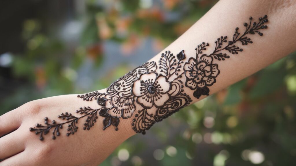 Flower Mehndi Designs for Festive Wear