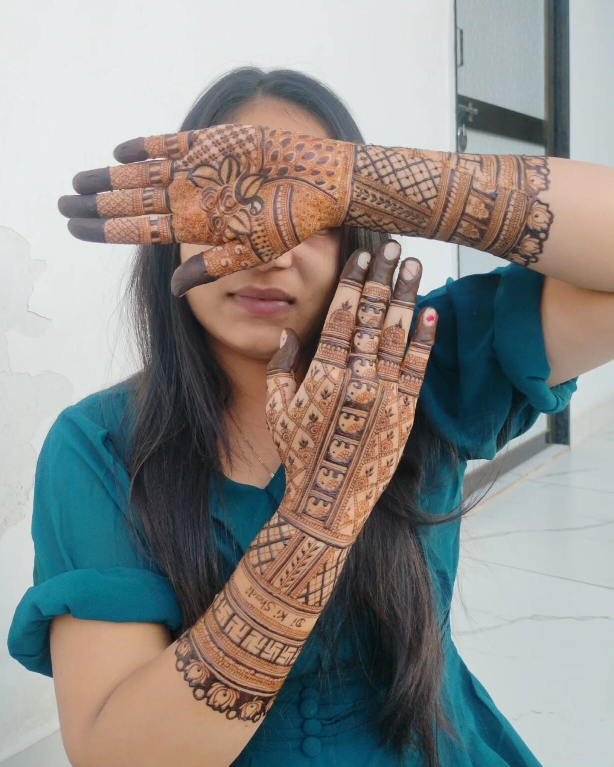 ring ceremony mehndi design for engagement bride