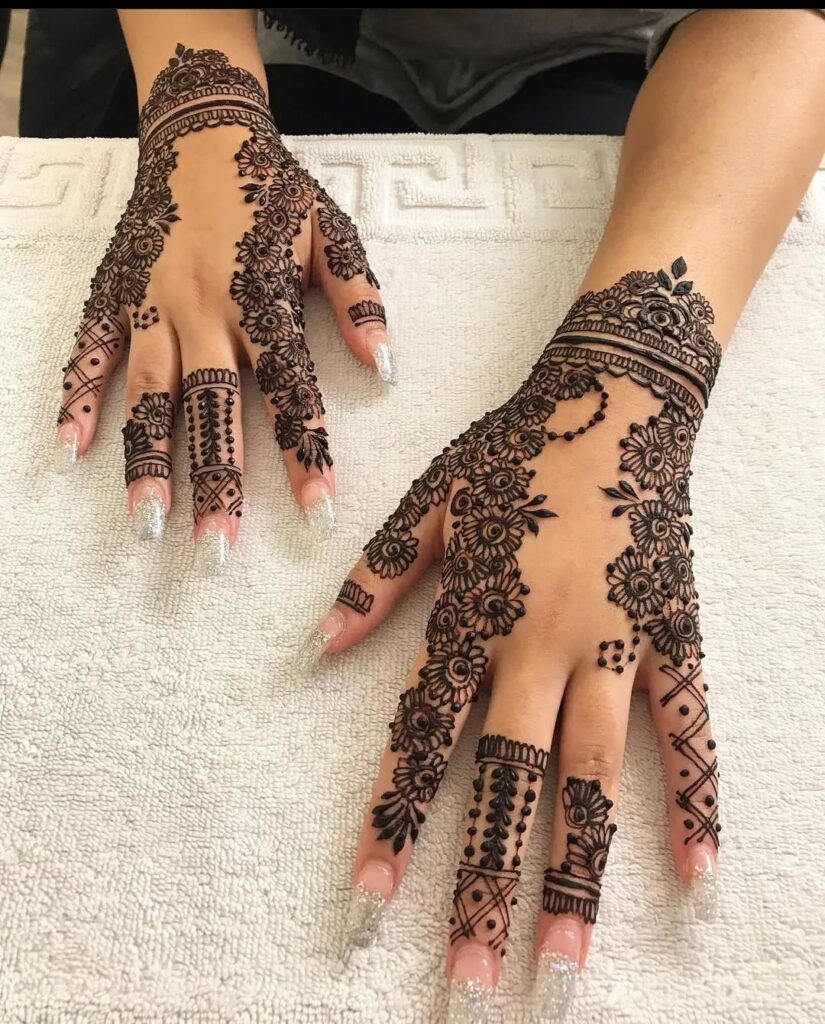 stylish back hand mehndi designs​