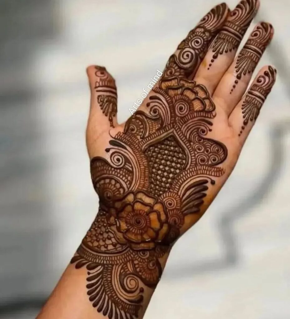stylish back hand mehndi designs​