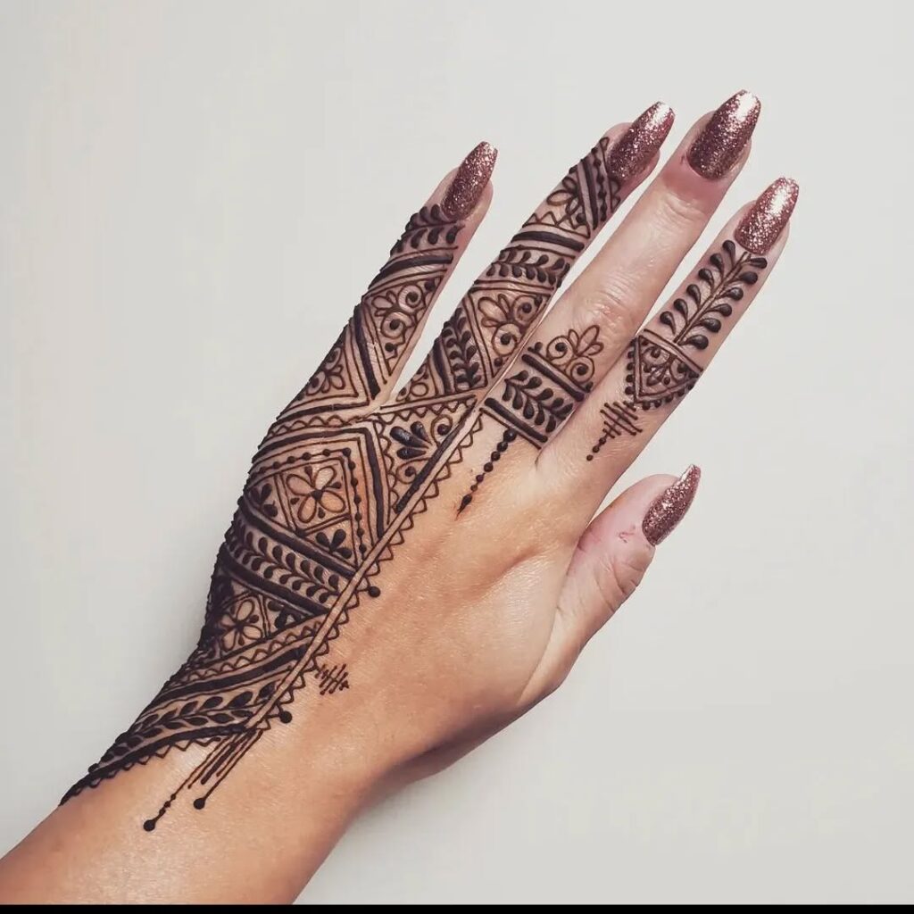 stylish back hand mehndi designs​